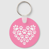 Schattige Hart Roze Poot Print Sleutelhanger (Voorkant)