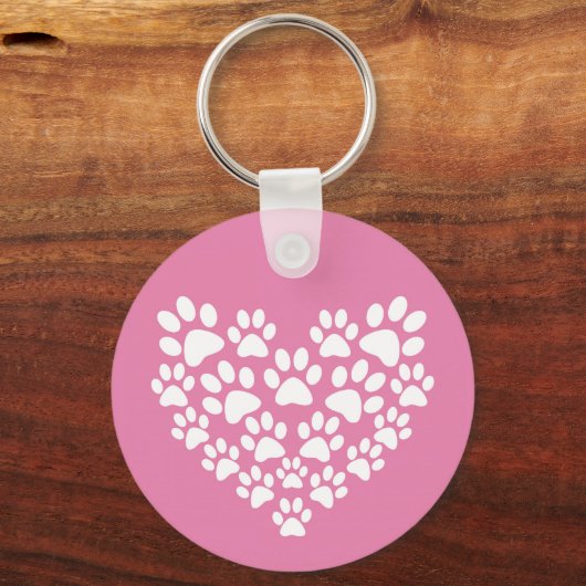 Schattige Hart Roze Poot Print Sleutelhanger