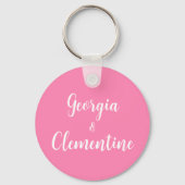 Schattige Hart Roze Poot Print Sleutelhanger (Achterkant)