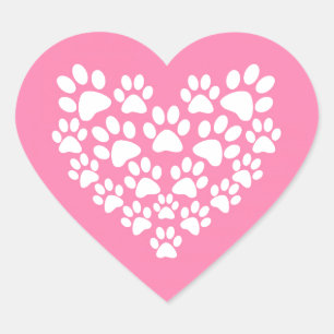 Schattige Hart Roze Poot Print Sticker
