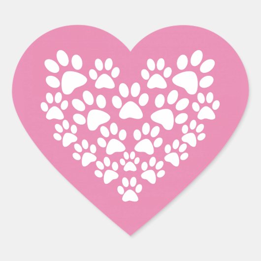 Schattige Hart Roze Poot Print Sticker (Voorkant)