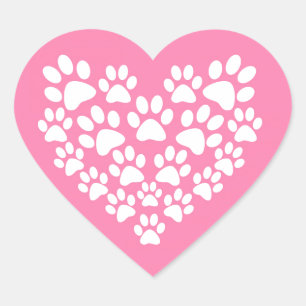 Schattige Hart Roze Poot Print Sticker