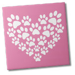 Schattige Hart Roze Poot Print Tegeltje<br><div class="desc">Dit schattige pootprint ontwerp met zijn felroze achtergrond en witte pootafdrukken die een hartvorm vormen, is een veelzijdige en charmante toevoeging voor dierenliefhebbers in verschillende settings. Perfect voor het uiten van liefde voor harige vrienden, deze print kan naadloos overgaan in tal van toepassingen. Of het nu is verwerkt in decoraties...</div>
