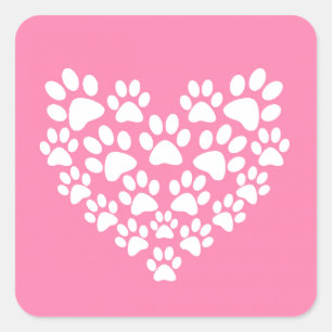 Schattige Hart Roze Poot Print Vierkante Sticker