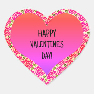 Schattige Hart Roze Rode Rozen Gelukkige Valentijn Hart Sticker
