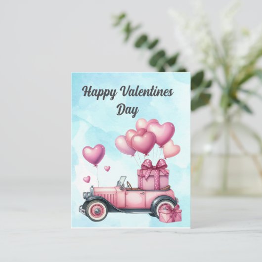 Schattige Hart Roze Valentijnse Kaart (Staand voorkant)