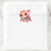 Schattige Hart Schildpad Valentijn Vierkante Sticker (Tas)