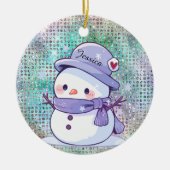 Schattige Hart Sneeuw Man Pastel Patroon Naam Keramisch Ornament (Voorkant)