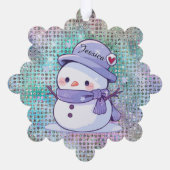 Schattige Hart Sneeuw Man Pastel Patroon Naam Ornament Kaart (Achterkant)