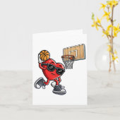 Schattige hart spelen basketbal Valentijnsdag Bask Kaart (Gele Bloem)