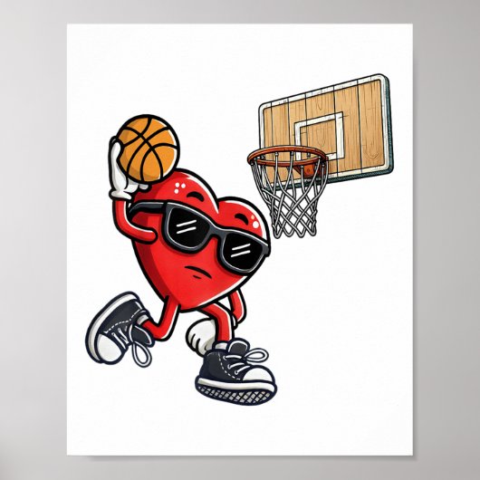 Schattige hart spelen basketbal Valentijnsdag Bask Poster (Voorkant)