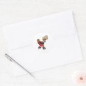 Schattige hart spelen basketbal Valentijnsdag Bask Ronde Sticker (Envelop)