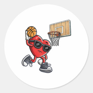 Schattige hart spelen basketbal Valentijnsdag Bask Ronde Sticker
