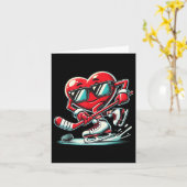 Schattige Hart Spelen IJshockey Valentijnsdag Mann Kaart (Gele Bloem)