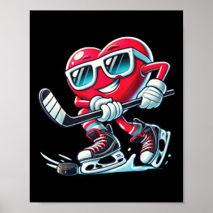 Schattige Hart Spelen IJshockey Valentijnsdag Mann Poster