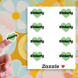 Schattige hart Stickers met  naam Groen