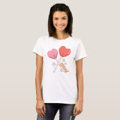 Schattige hart sucker Valentijnsdag T-shirt (Voorkant volledig)