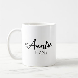 Schattige hart tante gepersonaliseerd zwart wit koffiemok