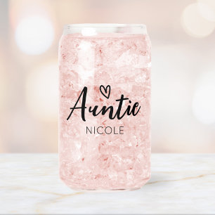 Schattige hart tante gepersonaliseerde naam blikvorm glas