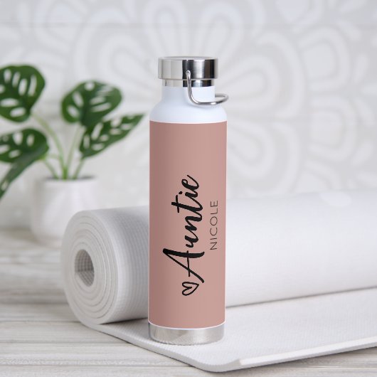 Schattige hart tante gepersonaliseerde roze taupe waterfles (Yoga)