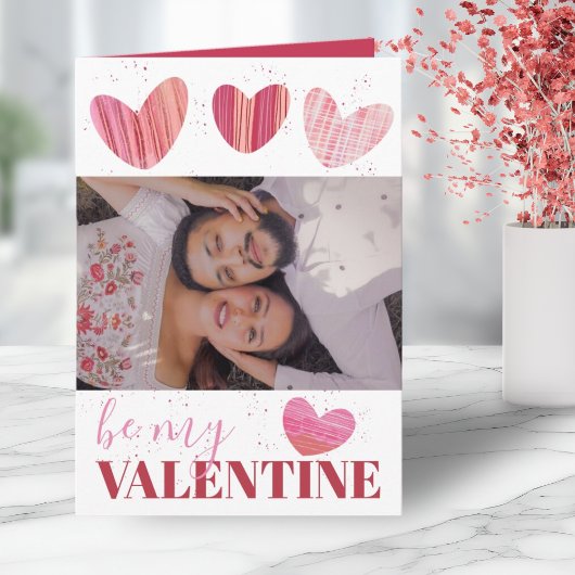 Schattige hart Valentijnse roze & rood Kaart