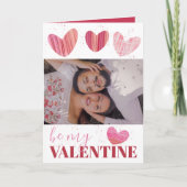 Schattige hart Valentijnse roze & rood Kaart (Voorkant)