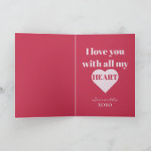 Schattige hart Valentijnse roze & rood Kaart (Binnen)