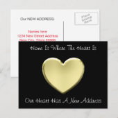 Schattige hart van goud nieuw adres aankondigingskaart (Voorkant / Achterkant)