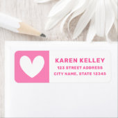 Schattige hart vet roze wit retouradres etiket (Insitu)