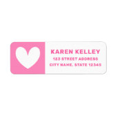 Schattige hart vet roze wit retouradres etiket (Voorkant)