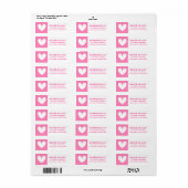 Schattige hart vet roze wit retouradres etiket (Full Sheet)