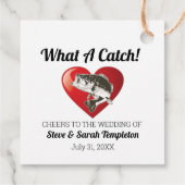 Schattige hart vis bruiloft Wat een vangst Bedankjes Labels (Achterkant)
