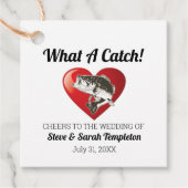 Schattige hart vis bruiloft Wat een vangst Bedankjes Labels (Voorkant)