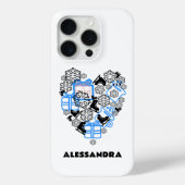 Schattige Hart Winter Kerstdoodle Monogram Sneeuw Case-Mate iPhone Case (Achterkant)