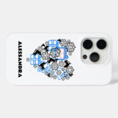 Schattige Hart Winter Kerstdoodle Monogram Sneeuw Case-Mate iPhone Case (Achterkant (horizontaal))