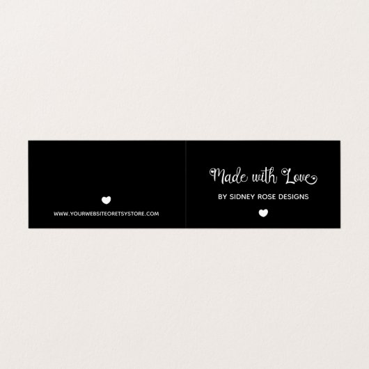 Schattige Hart Zwart Gemaakt met Love Hang Label Visitekaartje (Buitenkant ongevouwen)