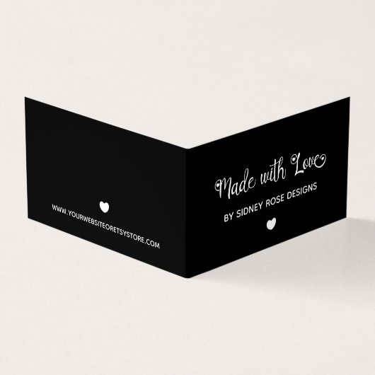 Schattige Hart Zwart Gemaakt met Love Hang Label Visitekaartje (Buitenkant)