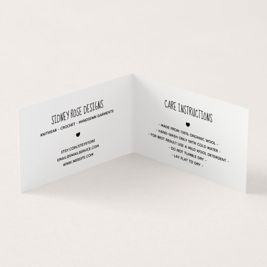 Schattige Hart Zwart Gemaakt met Love Hang Label Visitekaartje (Binnen)