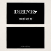 Schattige hart zwart & wit bruiloft Drink ticket Visitekaartjes (Voorkant /achterkant)