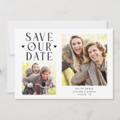Schattige Harten 2-Foto Witte Trouw Save The Date (Voorkant)