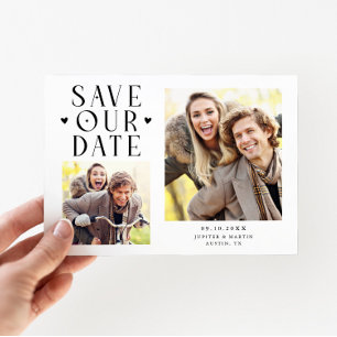 Schattige Harten 2-Foto Witte Trouw Save The Date