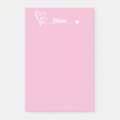 Schattige harten & Aangepaste naam, Eenvoudig gepe Post-it® Notes (Voorkant)