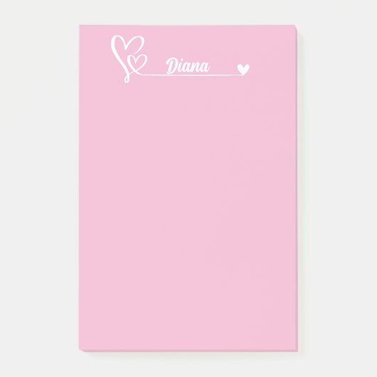 Schattige harten & Aangepaste naam, Eenvoudig gepe Post-it® Notes (Voorkant)