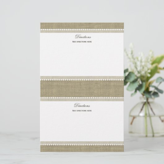 Schattige harten en burlap briefpapier (Staand voorkant)