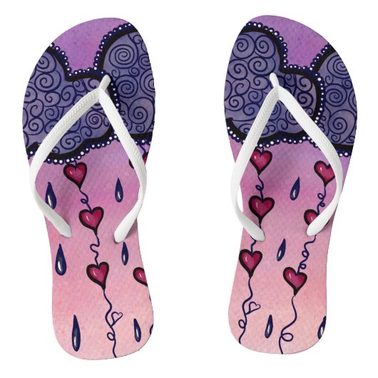 Schattige harten en regendruppels teenslippers (Voetbed)