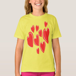 Schattige harten handgetekende dieprode romantisch t-shirt