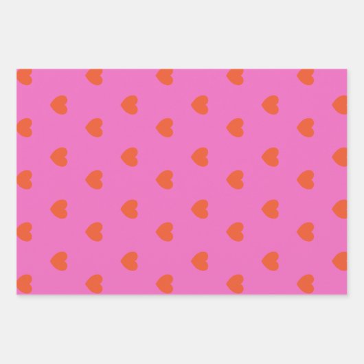 Schattige hartenpatroon roze rode Valentijn Inpakpapier Vel (Voorkant 2)