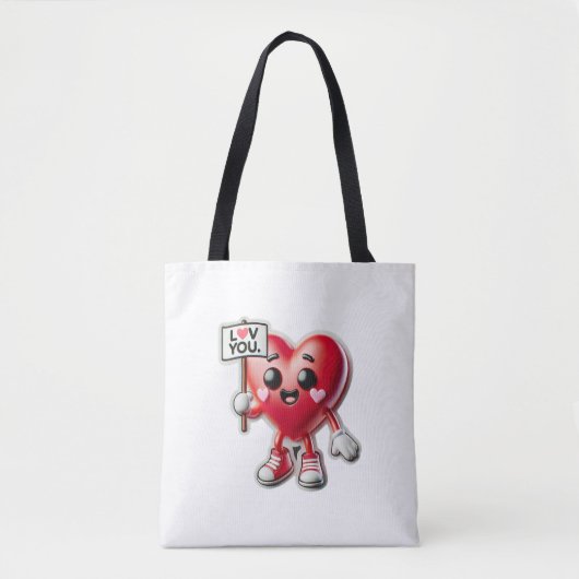 Schattige hartkarakter houdt van je tote bag (Voorkant)