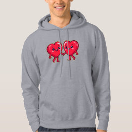 Schattige Hartkarakters Houden Elkaars Hand Vast Hoodie
