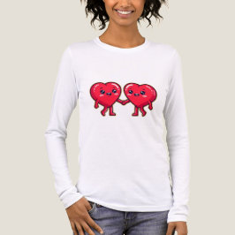 Schattige Hartkarakters Houden Elkaars Hand Vast Tri-Blend Shirt